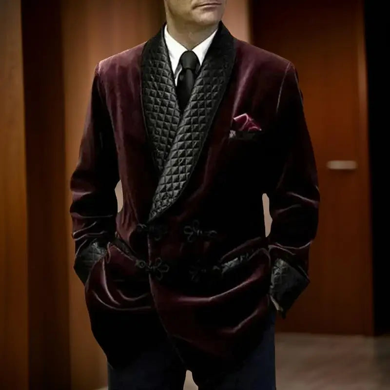1 Piece Long Men Suit Jacket for Wedding 2024 Shawl Lapel Velvet Smoking Suit Blazer for Dinner Party Coat Ready to Ship