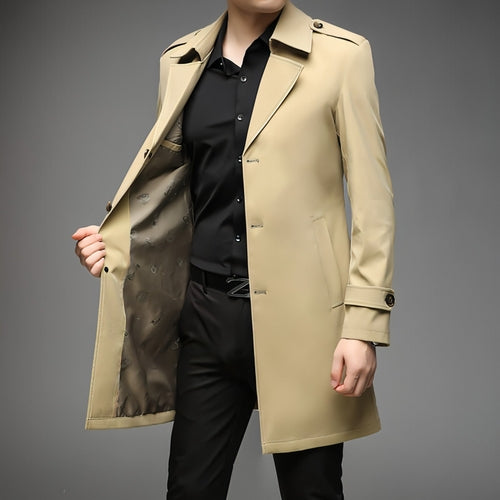 UrbanLayer™ – Mid-Length Trench Coat for Men