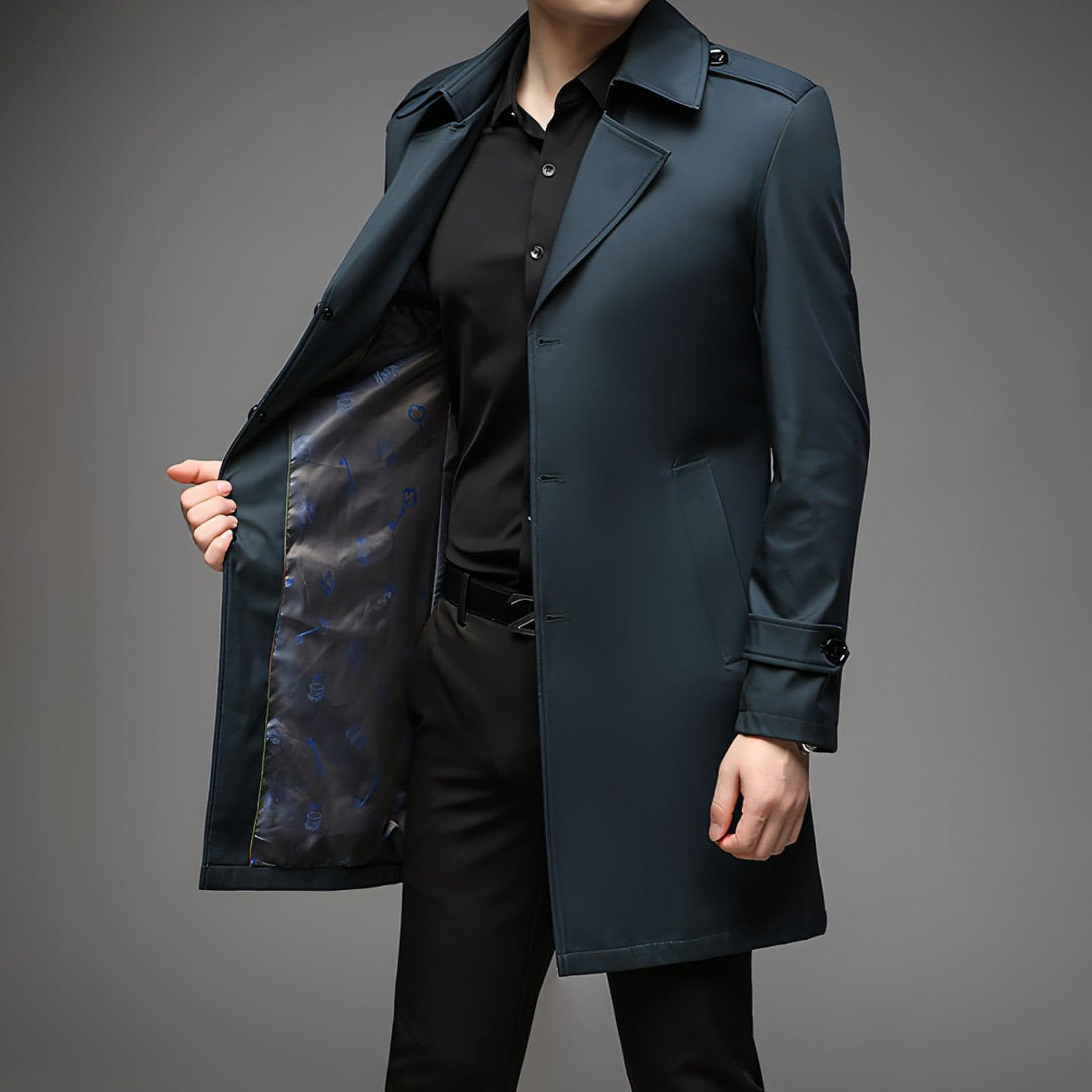UrbanLayer™ – Mid-Length Trench Coat for Men