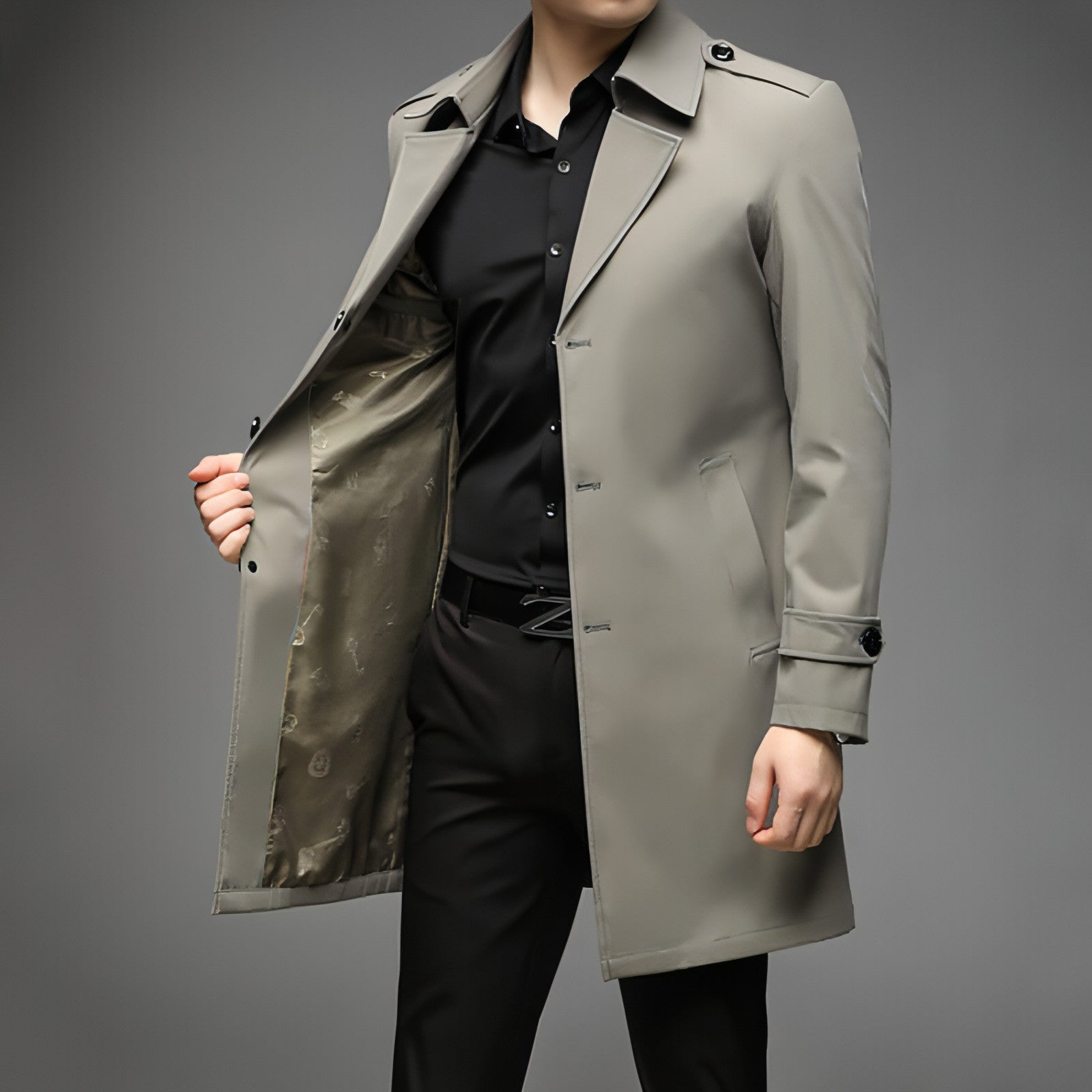 UrbanLayer™ – Mid-Length Trench Coat for Men