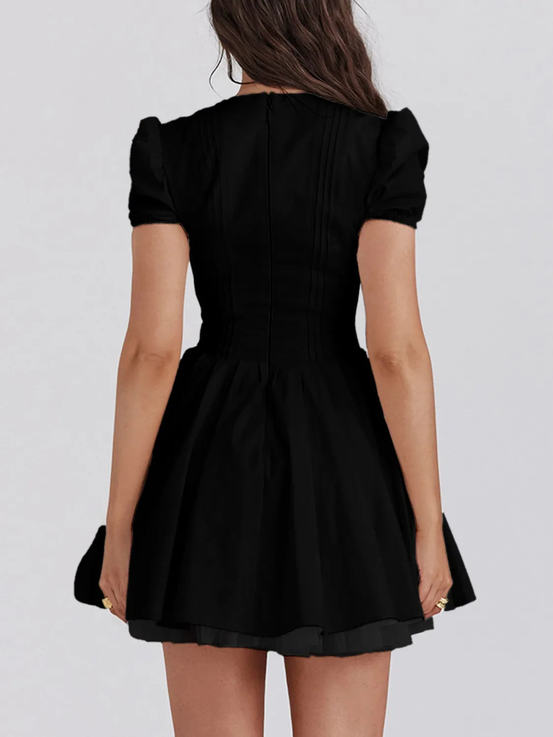 V-Neck Short Sleeve Mini Dress