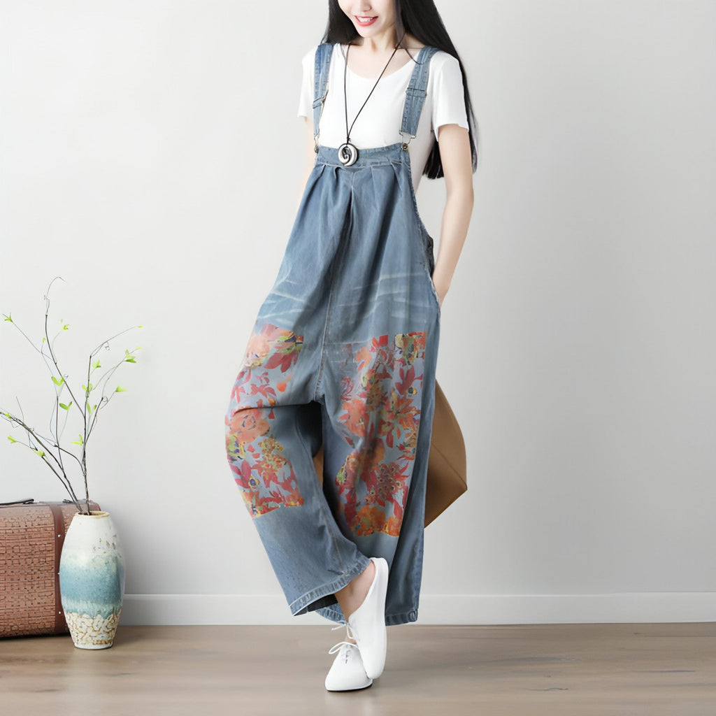UrbanEase™ Women's Plus Size Printed Suspender Pants