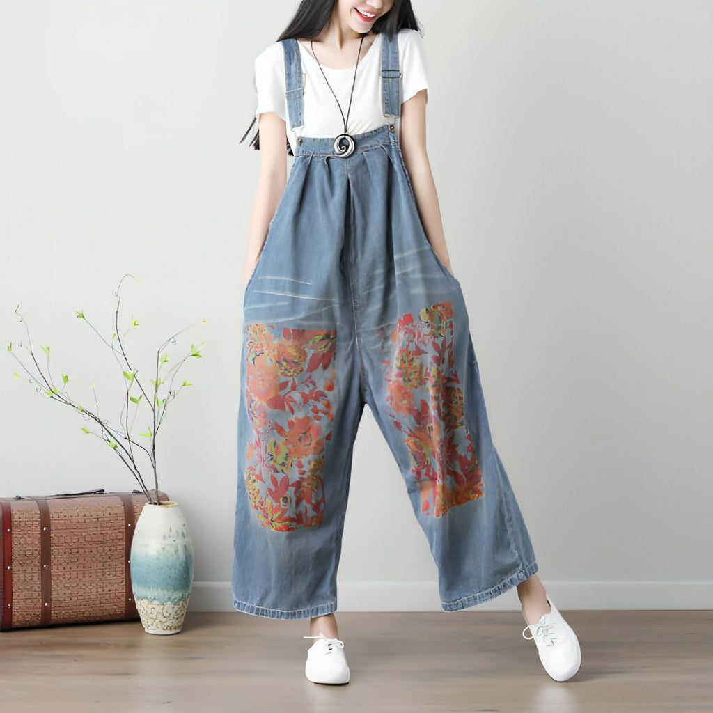 UrbanEase™ Women's Plus Size Printed Suspender Pants