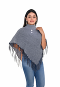 Women & Girls Poncho for winters | Beautiful design poncho-Grey-02